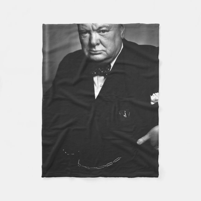Winston Churchill Fleece Blanket (Front)