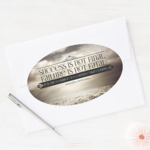 Winston Churchill Inspirational Quote "Courage" Oval Sticker