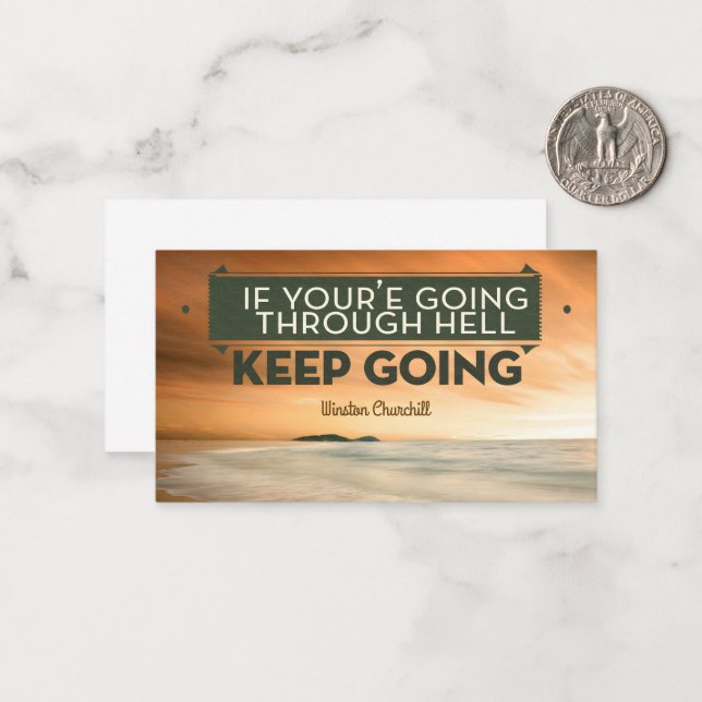 Winston Churchill Inspirational Quote "Keep going" Card (Front/Back In Situ)