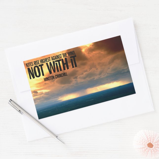 Winston Churchill Inspirational Quote "Kites" Rectangular Sticker (Envelope)