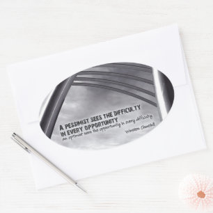 Winston Churchill Inspirational Quote Opportunity Oval Sticker