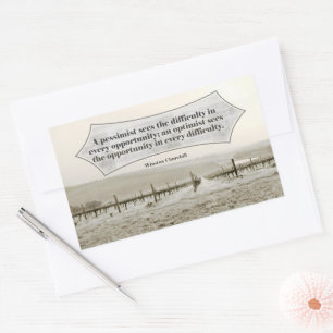 Winston Churchill Inspirational Quote Opportunity Rectangular Sticker