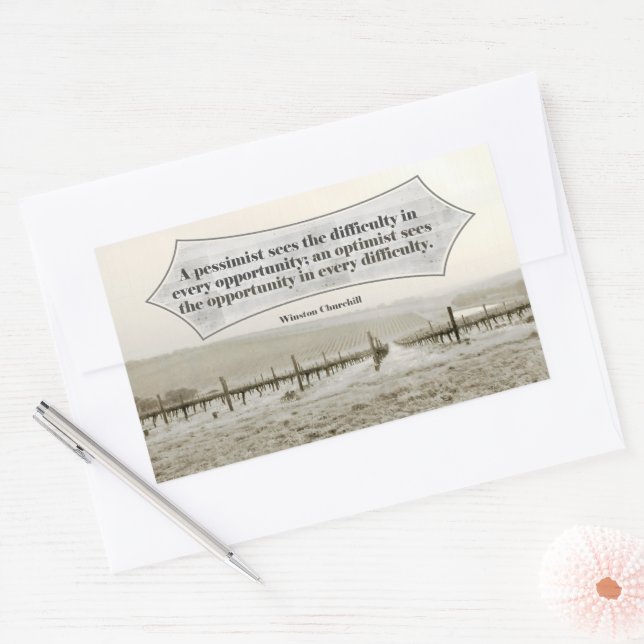 Winston Churchill Inspirational Quote Opportunity Rectangular Sticker (Envelope)