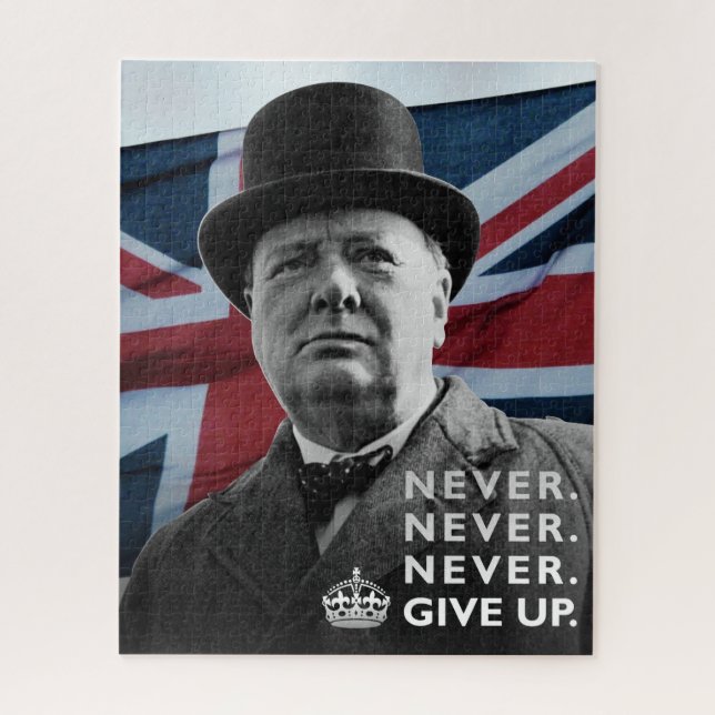 Winston Churchill "Never Give Up" Jigsaw Puzzle (Vertical)