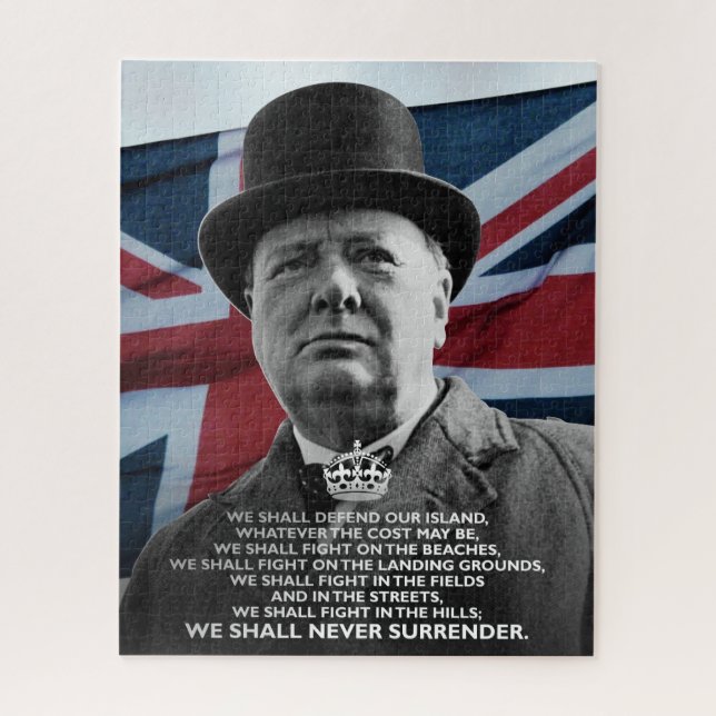 Winston Churchill "Never Surrender" Jigsaw Puzzle (Vertical)