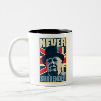 Winston Churchill Never Surrender Two-Tone Coffee Mug