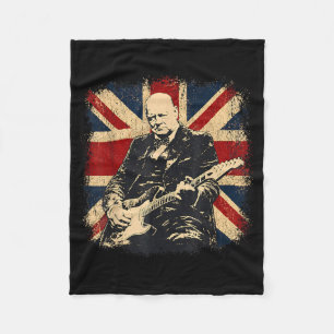 Winston Churchill Playing Electric Guitar Rocker Fleece Blanket