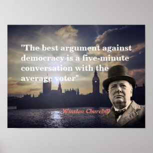 Winston Churchill Quote On Democracy Poster