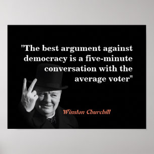 Winston Churchill Quote On Democracy Poster