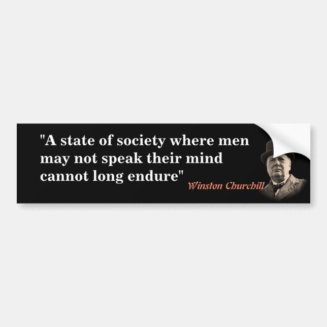 Winston Churchill Quote On Free Speech Bumper Sticker (Front)