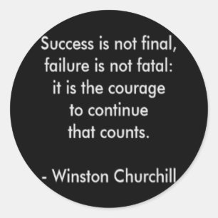 Winston Churchill Quote; Success Classic Round Sticker