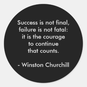 Winston Churchill Quote; Success Classic Round Sticker