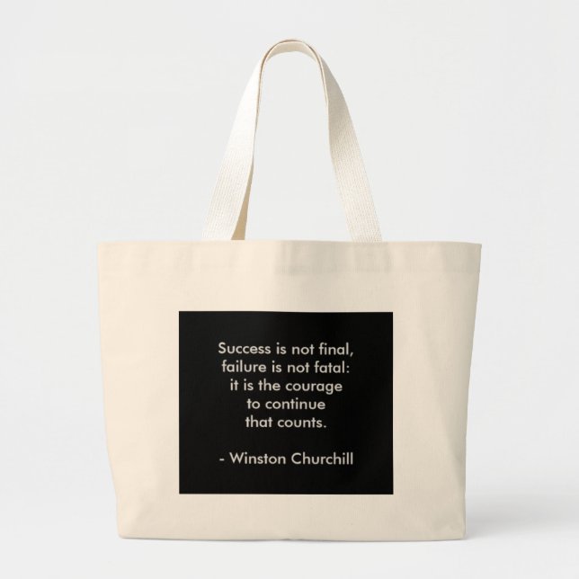Winston Churchill Quote; Success Large Tote Bag (Front)