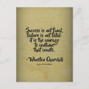 Winston Churchill Quote; Success Postcard
