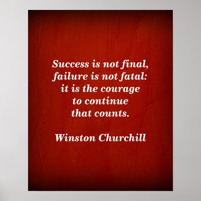 Winston Churchill Quote; Success Poster (Front)