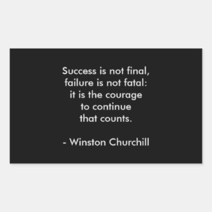 Winston Churchill Quote; Success Rectangular Sticker