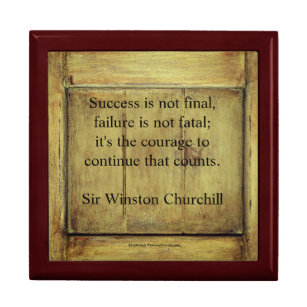 Winston Churchill Quote; Success Vintage Aged Wood Gift Box
