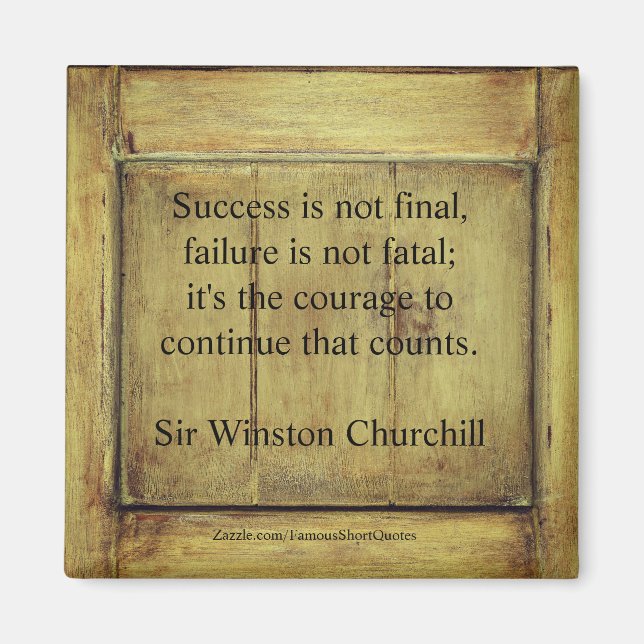 Winston Churchill Quote; Success Vintage Aged Wood Magnet (Front)