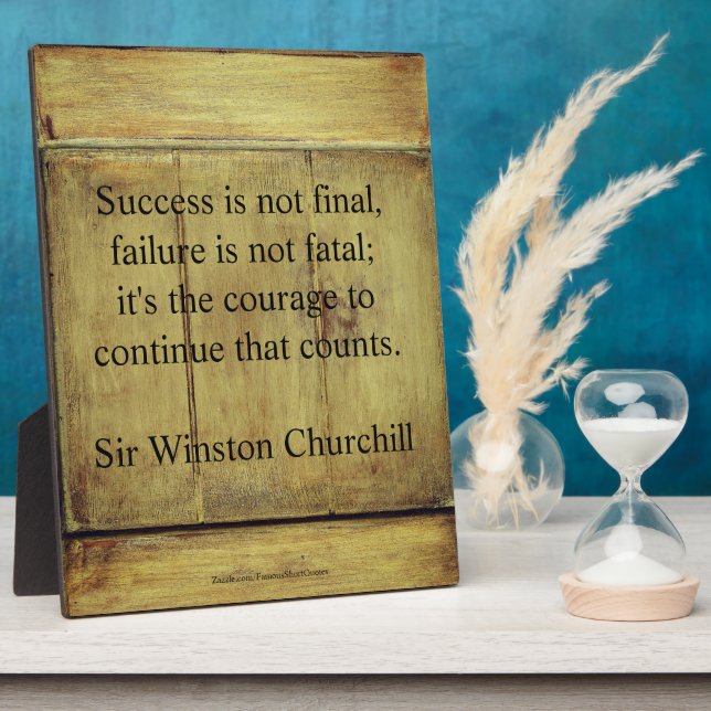 Winston Churchill Quote; Success Vintage Aged Wood Plaque (Side)