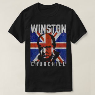  Winston Churchill Retro UK flag T-Shirt