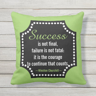 Winston Churchill Success Motivational Quote Outdoor Cushion