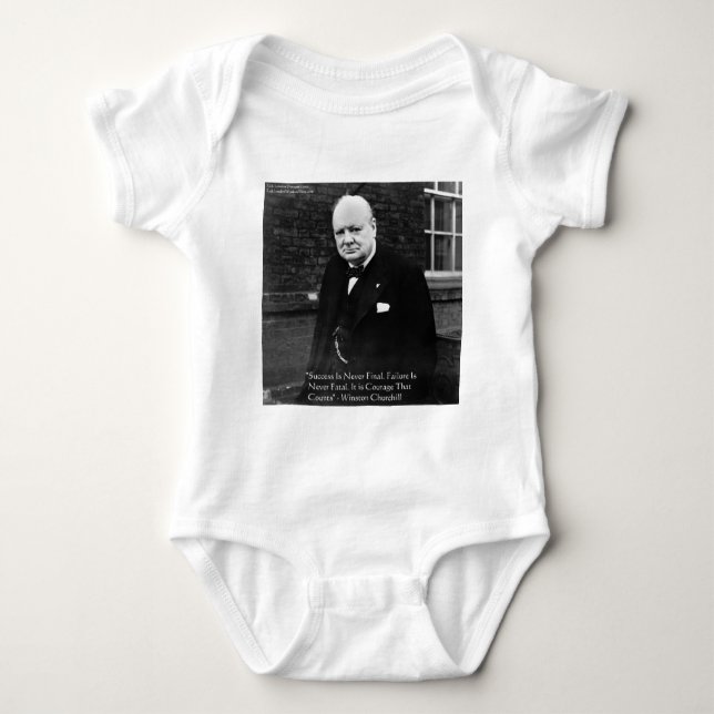 Winston Churchill "Success Never Final" Gifts Baby Bodysuit (Front)