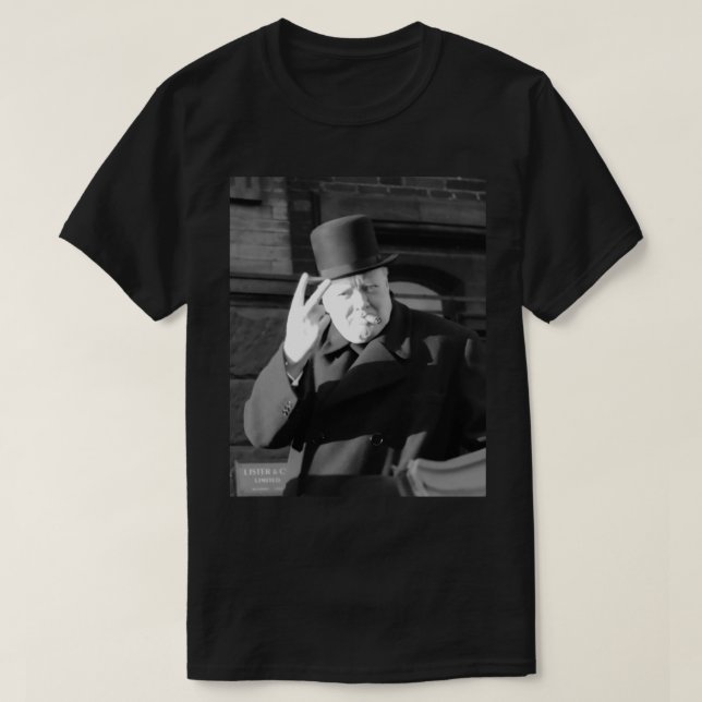 Winston Churchill V Day V Sign 1945 Poster T-Shirt (Design Front)
