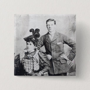 Winston Churchill with his mother 2 15 Cm Square Badge