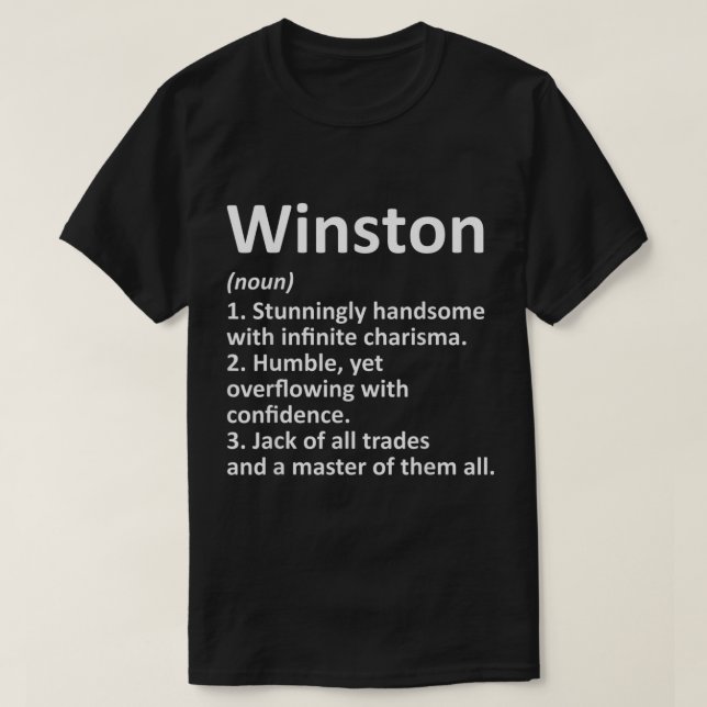 WINSTON Definition Personalised Name Funny Birthda T-Shirt (Design Front)