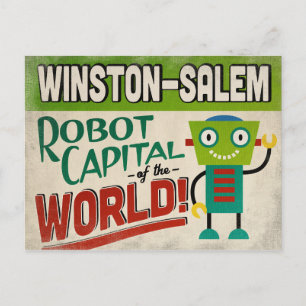 Winston-Salem North Carolina Robot - Funny Vintage Postcard