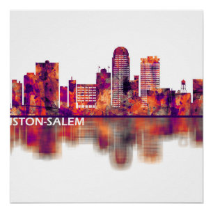 Winston-Salem North Carolina Skyline Poster