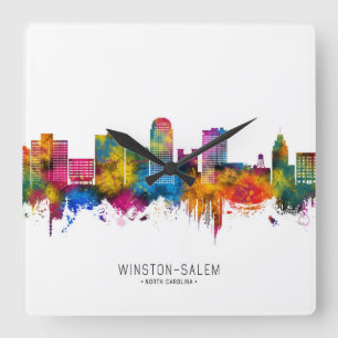 Winston-Salem North Carolina Skyline Square Wall Clock