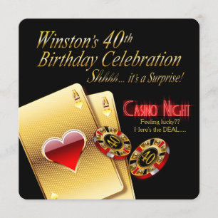 Winston's 40th Birthday Vegas Casino Night Party Invitation