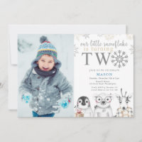 Winter 2nd Birthday Photo Invitation