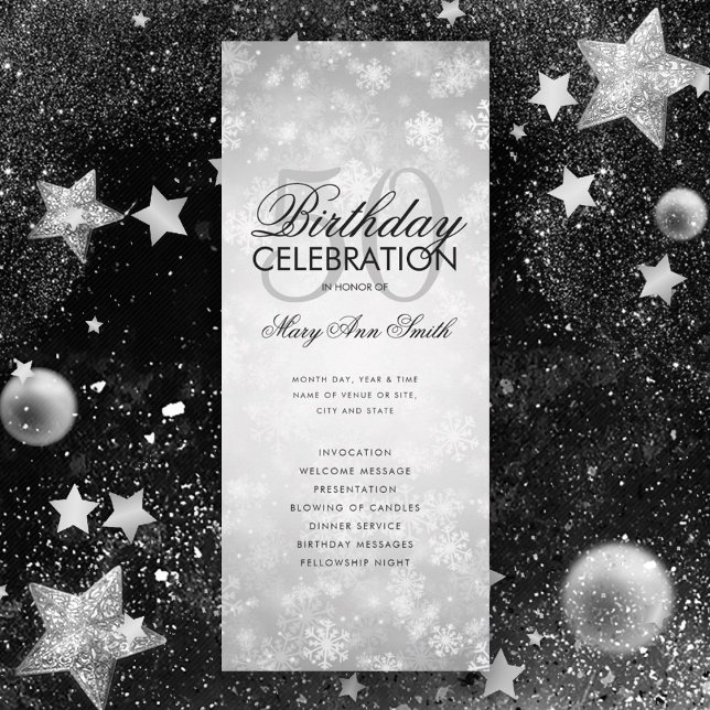 Winter 50 Birthday Program Silver Wonderland Menu (Creator Uploaded)