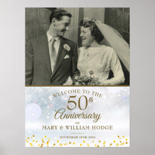 Winter 50th Anniversary Wedding Photo Welcome Sign