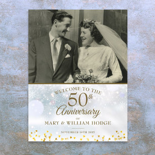 Winter 50th Anniversary Wedding Photo Welcome Sign