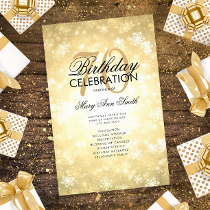 Winter 70th Birthday Program Gold Wonderland Menu