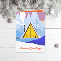 Winter A Frame Ski Chalet Retro