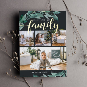 Winter Abundance Photo Collage Gold Foil Holiday Card