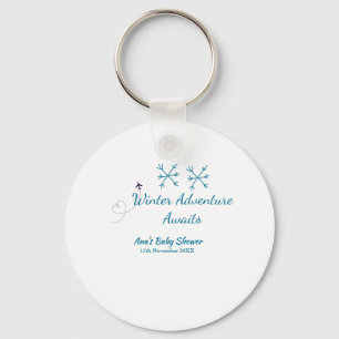 Winter Adventure awaits baby shower blue snowflake Key Ring
