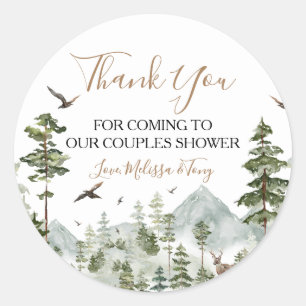 Winter Adventure Awaits Couple Shower Thank You Classic Round Sticker