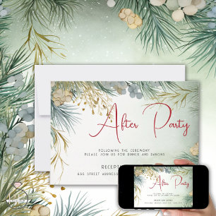 Winter After Party Watercolor Greenery  Invitation