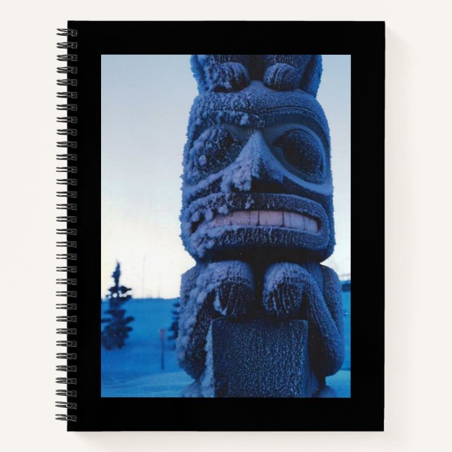 Winter Alaska Totem Pole Photo Designed Notebook (Front)