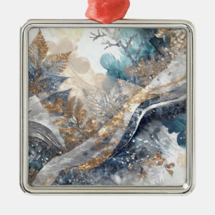 Winter Alcohol Ink Art Christmas Ornament