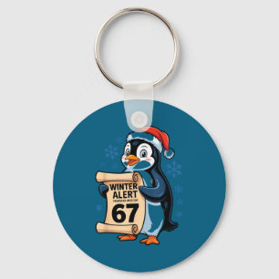Winter Alert Penguins Who Say 67 Six Seven Meme Ch Key Ring