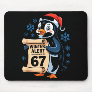 Winter Alert Penguins Who Say 67 Six Seven Meme Ch Mouse Pad