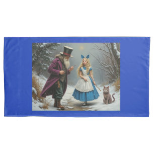 Winter Alice blue king pillowcase