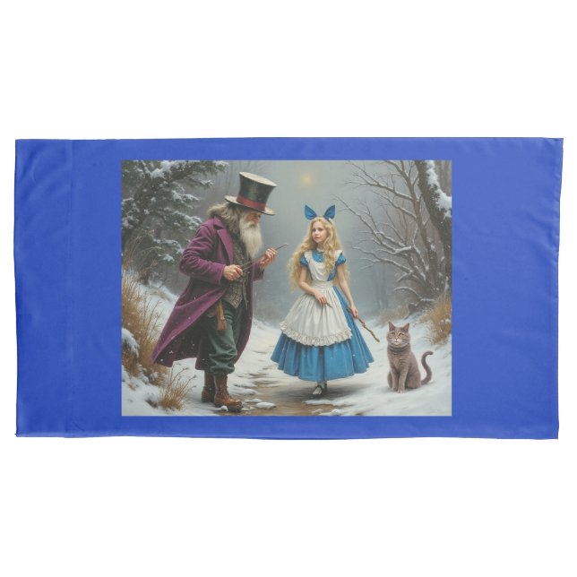 Winter Alice blue king pillowcase (Front)