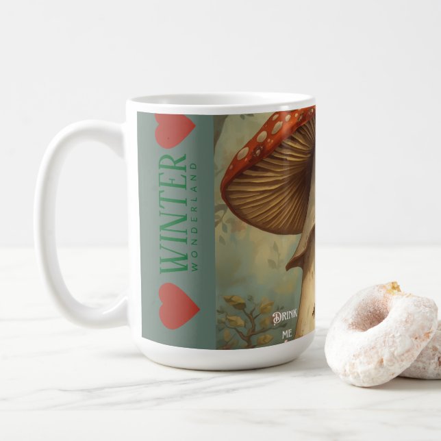 Winter Alice in Wonderland Drink Me Coffee Mug (With Donut)
